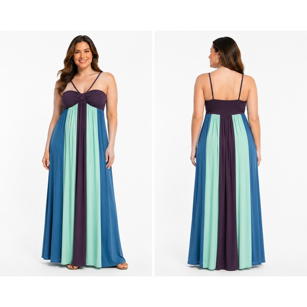 Ella Moss Color Block Skylar Halter Maxi Dress M